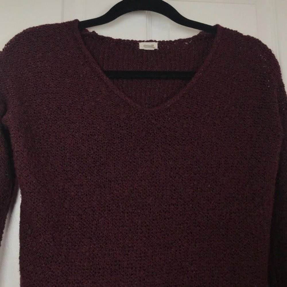 GARAGE Clothing burgundy knit sweater v - Picture 2 of 4